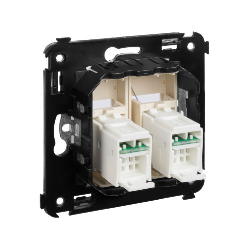 Компьютерная розетка RJ-45 в стену, кат.6А двойная, Avanti, ванильная дымка Компьютерная розетка RJ-45 в стену, кат.6А двойная, Avanti, ванильная дымка