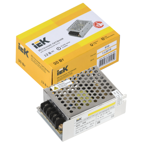 Драйвер LED ИПСН-PRO 30Вт 12В блок-клеммы IP20 IEK Драйвер LED ИПСН-PRO 30Вт 12В блок-клеммы IP20 IEK