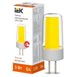 Лампа светодиодная COB капсула 3Вт 230В 3000К керамика G4 IEK