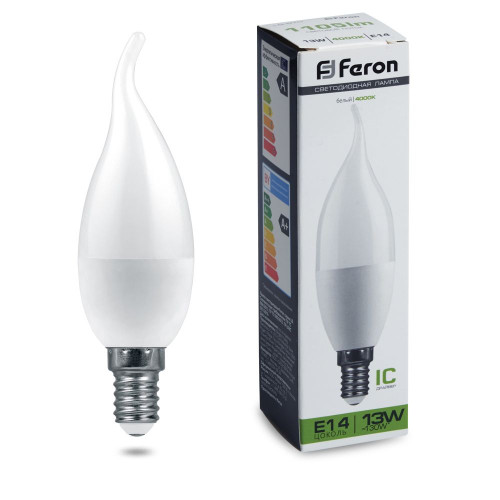 Лампа светодиодная Feron LB-970 Свеча на ветру E14 13W 175-265V 4000K Лампа светодиодная Feron LB-970 Свеча на ветру E14 13W 175-265V 4000K