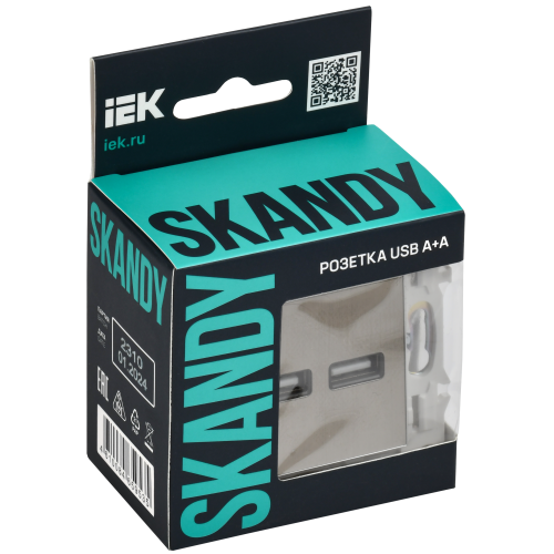 SKANDY Розетка USB A+A 3,1А SK-R15N металл никель IEK SKANDY Розетка USB A+A 3,1А SK-R15N металл никель IEK