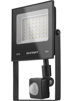 Прожектор светодиодный 90 687 OFL-02-50-6.5K-BL-IP65-LED 50Вт 6500К IP65 4000лм с датчиком движения черн. ОНЛАЙТ 90687