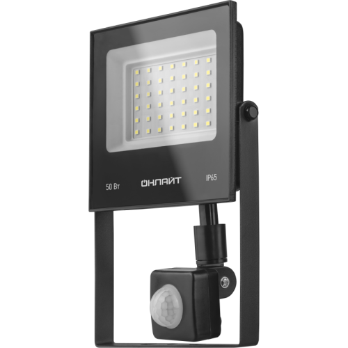 Прожектор светодиодный 90 687 OFL-02-50-6.5K-BL-IP65-LED 50Вт 6500К IP65 4000лм с датчиком движения черн. ОНЛАЙТ 90687