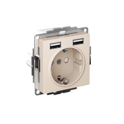ATLASDESIGN РОЗЕТКА 16А c 2 USB A+A, 5В/2,4А, 2х5В/1,2А, механизм, БЕЖЕВЫЙ
