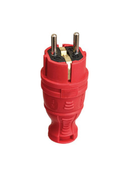 Вилка прямая с заземл. IP44 каучук красн. TOKOV TKE-C13-KV-Z