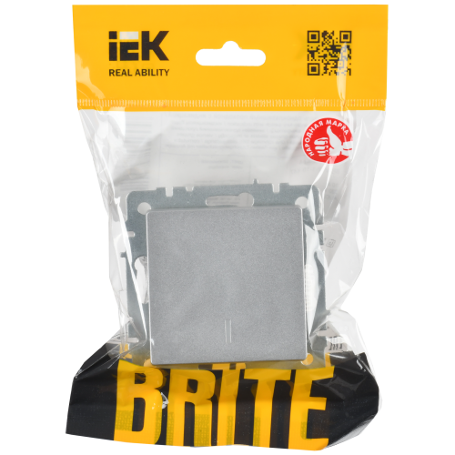 BRITE Выключатель 1-клавишный проходной с индикацией 10А ВС10-1-7-БрА алюминий IEK BRITE Выключатель 1-клавишный проходной с индикацией 10А ВС10-1-7-БрА алюминий IEK