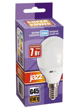 Лампа светодиодная PLED-SP 7Вт G45 шар 5000К холод. бел. E14 540лм 230В JazzWay 1027870-2