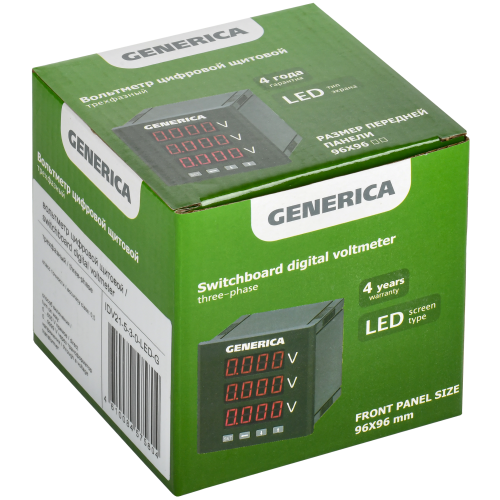 Вольтметр цифровой щитовой трехфазный 96х96мм LED GENERICA