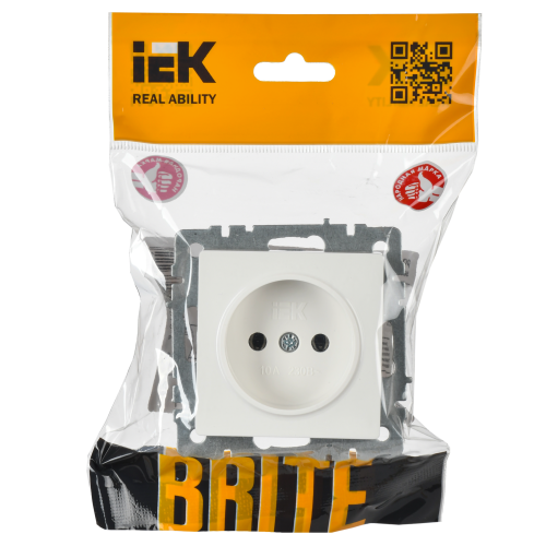 BRITE Розетка 1-местная без заземления без защитных шторок 10А РС10-1-0-БрБ белый IEK BRITE Розетка 1-местная без заземления без защитных шторок 10А РС10-1-0-БрБ белый IEK