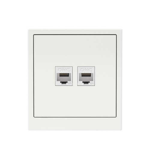Компьютерная розетка RJ-45 без шторки, кат.6А двойная, KANT, белая магнолия Компьютерная розетка RJ-45 без шторки, кат.6А двойная, KANT, белая магнолия