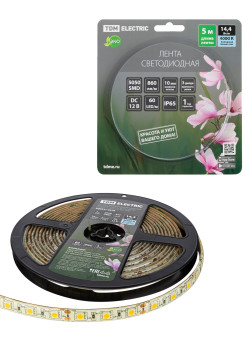 Лента светодиодная SMD5050-60 LED/м-IP65-12 В-14,4 Вт/м-4000 К (5 м) блистер TDM