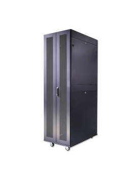 Шкаф серверный телекоммуникационный напольный ND-SC-47U80/120-BK 19дюйм для распред. и серверн. оборудования 47U 800х1200мм передн. и задн. двойн. перфорир. двери ручки с замком черн. (RAL 9004) Cabeus 11123c