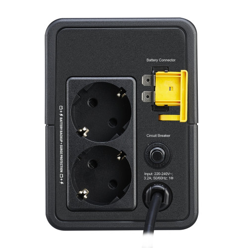 APC Easy UPS 700VA, 360W, Line Interactive, Automatic Volt Regulation, 140-300V, (2) Schuko CEE 7 Sockets Battery backup, input cord 1.2m, dimensions (HxWxD) 138 x 98 x 310 mm, weight 4.2 kg, standard warranty 2 years. APC Easy UPS 700VA, 360W, Line Interactive, Automatic Volt Regulation, 140-300V, (2) Schuko CEE 7 Sockets Battery backup, input cord 1.2m, dimensions (HxWxD) 138 x 98 x 310 mm, weight 4.2 kg, standard warranty 2 years.
