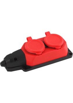 Колодка удлинителя 2-м с заземл. 16А IP44 K-2e-RED-IP44 каучук красн. Эра Б0044551