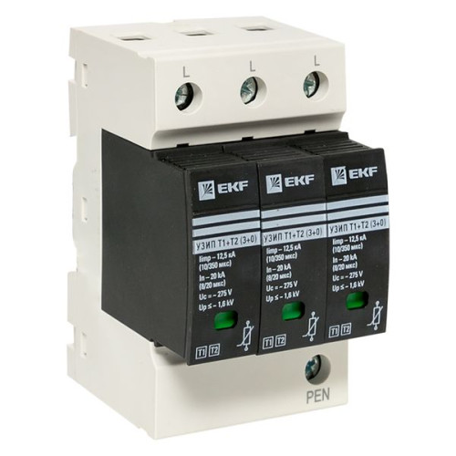 УЗИП Т1+Т2/ Iimp-12,5kA/ In-20kA/ Uc-275В/ 3+0 EKF
