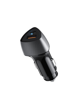 Устройство зарядное автомобильное с двумя портами USB-A QC 3.0 + USB-C PD 51Вт со световой индикацией черн. Rexant 16-0246