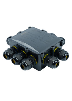 Распределительная коробка STEKKER LD554, количество вводов: 10, поликарбонат, нейлон, цвет черный, размер 183.1*163,1*59,4мм.