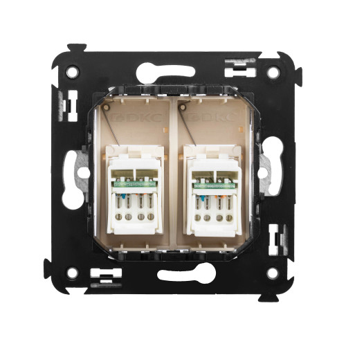 Компьютерная розетка RJ-45 в стену, кат.5e двойная, Avanti, ванильная дымка
