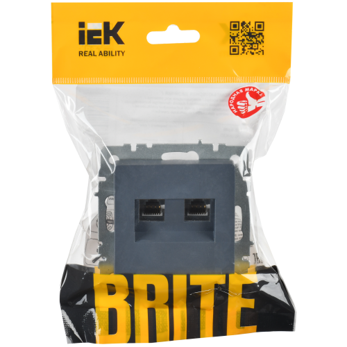 BRITE Розетка компьютерная двойная RJ45 кат.6 РК11-2-БрМ маренго IEK