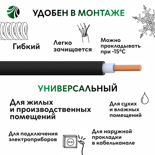 Кабель силовой ВВГнг/ Кабель силовой ВВГнг(А)-LS 1х10 белыйТРТС