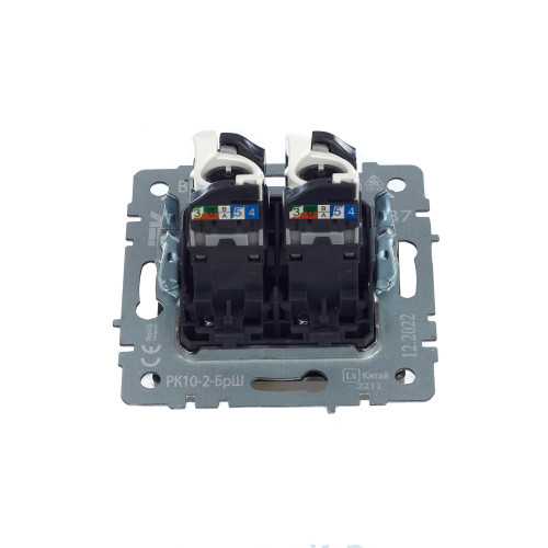 BRITE Розетка компьютерная двойная RJ45 кат.5E РК10-2-БрШ шампань IEK