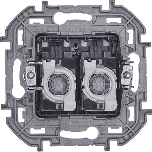 INSPIRIA Розетка компьютерная двойная RJ45 категория 5Е UTP алюминий INSPIRIA Розетка компьютерная двойная RJ45 категория 5Е UTP алюминий