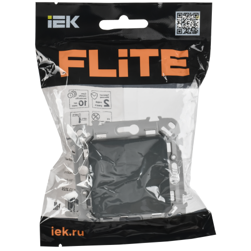 FLITE Выключатель 1-клавишный проходной 10А ВС61-1-0-ФлМА мокрый асфальт IEK