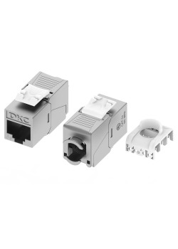 Модуль Кейстоун (Keystone) RJ45 CAT5E экранированный, 180 градусов, безынструментальный монтаж (Toolless), серебристый (применим с инструментом RT)