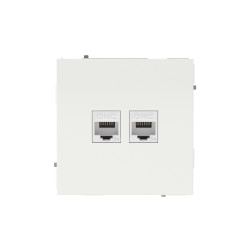 Компьютерная розетка RJ-45 без шторки, кат.5е двойная, KANT, белая магнолия
