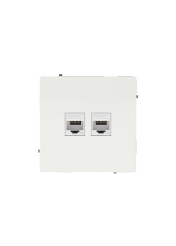 Компьютерная розетка RJ-45 без шторки, кат.5е двойная, KANT, белая магнолия