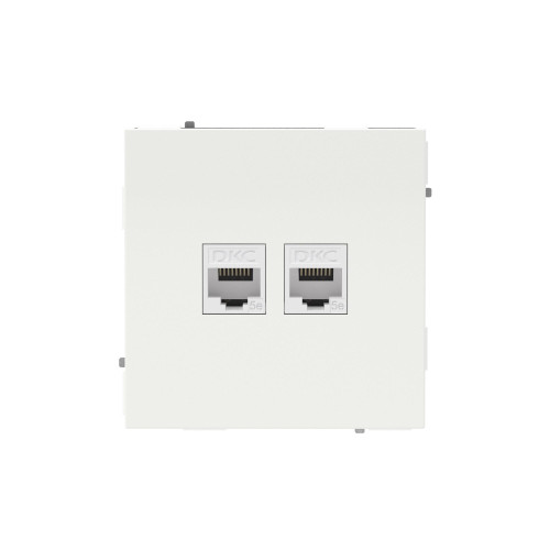 Компьютерная розетка RJ-45 без шторки, кат.5е двойная, KANT, белая магнолия