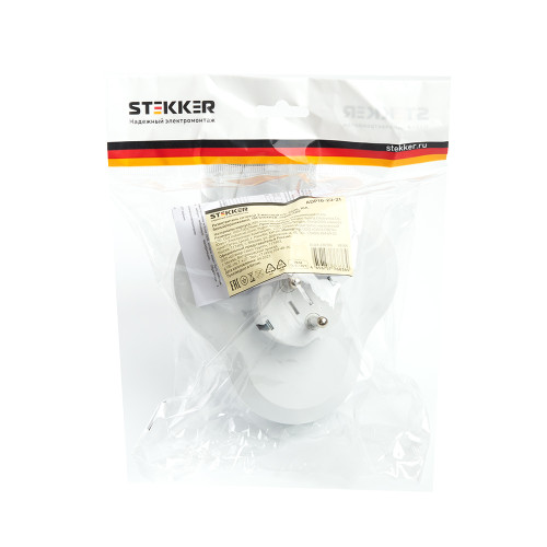 Разветвитель сетевой 3-местный с/з STEKKER ADP16-23-21, 250V, 16A, ABS пластик, белый Разветвитель сетевой 3-местный с/з STEKKER ADP16-23-21, 250V, 16A, ABS пластик, белый