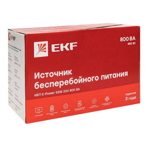 ИБП E-Power SSW200 800 ВА/480Вт, 2 x schuko,USB,RJ45
