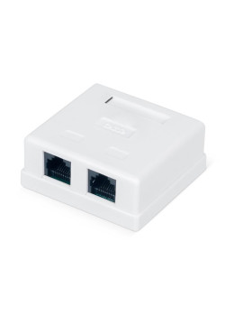 Розетка компьютерная 2-м ОП WR-WS-8P8C-C5E-2 RJ45 кат.5E неэкранир. Dual IDC бел. WRline 505216