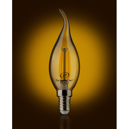 Лампа светодиодная филаментная RS LED F BхS E14 7W 220-240V 2700К 7Вт свеча на ветру 810лм Ra 90 15011045087