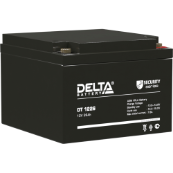 Батарея DELTA серия DT, DT 1226, напряжение 12В, емкость 26Ач (разряд 20 часов),  макс. ток разряда (5 сек.) 390А, макс. ток заряда 7.8А, свинцово-кислотная типа AGM, клеммы под гайку и болт M6, ДxШxВ 175х166х125мм., вес 8кг., срок службы 5 лет./ Battery 