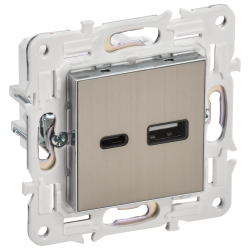 SKANDY Розетка USB A+C 18Вт SK-R13N металл никель IEK