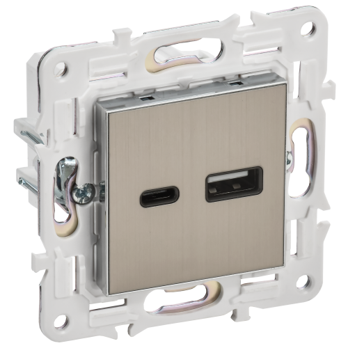 SKANDY Розетка USB A+C 18Вт SK-R13N металл никель IEK