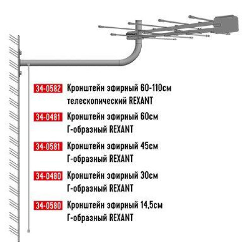 Кронштейн эфирный Г-образный 14.5см Rexant 34-0580 Кронштейн эфирный Г-образный 14.5см Rexant 34-0580