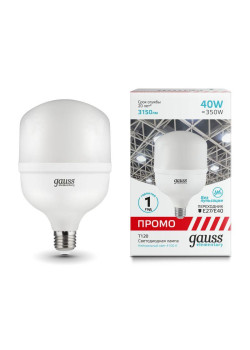 Лампа светодиодная Elementary 40Вт T120 цилиндр 4100К нейтр. бел. E27 3150лм Promo GAUSS 60424