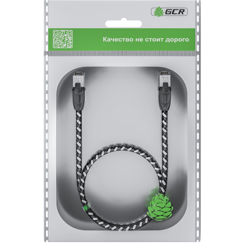 Greenconnect RJ45(m) - RJ45(m) Cat. 6 UTP нейлон 5.0м чёрно-белый