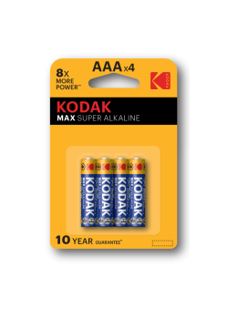 Элемент питания алкалиновый AAA/LR03 1.5В MAX SUPER Alkaline (блист.4шт) KODAK Б0005124
