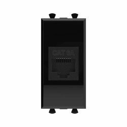 Компьютерная розетка RJ-45 без шторки модульная, кат.6А, Avanti, черный квадрат, 1 модуль