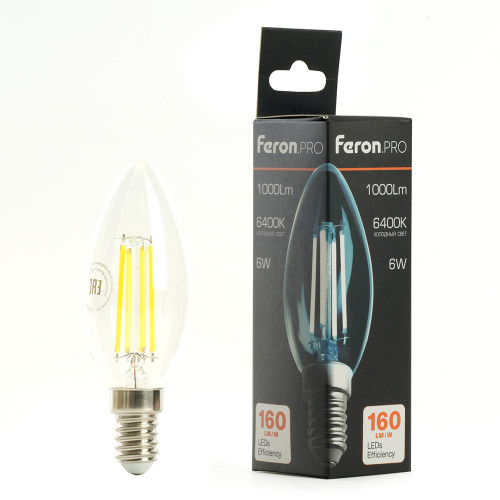 Лампа светодиодная Feron.PRO LB-1206 Свеча E14 6W 1000LM 175-265V 6400K Лампа светодиодная Feron.PRO LB-1206 Свеча E14 6W 1000LM 175-265V 6400K