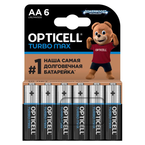 Элемент питания алкалиновый AA/LR6 (блист. 6шт) Turbo Max Opticell 6053005