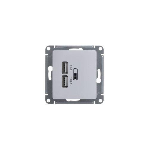 GLOSSA USB РОЗЕТКА A+A, 5В/2,1А, 2х5В/1,05А, механизм, БЕЛЫЙ GLOSSA USB РОЗЕТКА A+A, 5В/2,1А, 2х5В/1,05А, механизм, БЕЛЫЙ