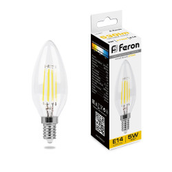 Лампа светодиодная Feron LB-58 Свеча E14 5W 230V 2700K