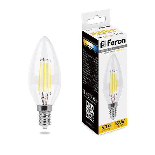 Лампа светодиодная Feron LB-58 Свеча E14 5W 230V 2700K