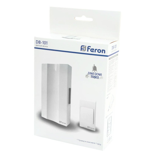 Звонок с кнопкой проводной Feron DB-101 электромеханический белый 230V 162х98х40мм Звонок с кнопкой проводной Feron DB-101 электромеханический белый 230V 162х98х40мм