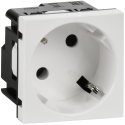 Розетка 45град с заземляющим контактом без защитной шторки и винтовым зажимом (2 модуля) белая
